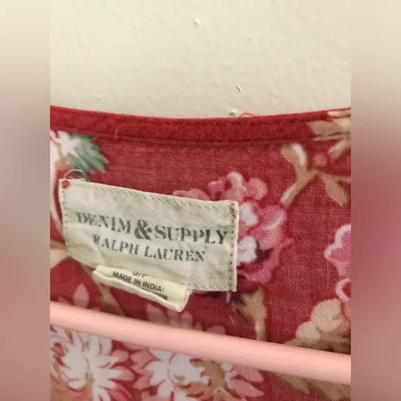 Denim & Supply Ralph Lauren Julia Red Floral Print Dress 1985T - Picture 3 of 8